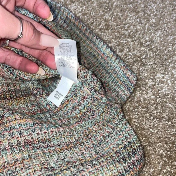 J. Jill Sweater Knit Pullovers Green & Rainbow Marled V-neck Pullover Sweater - Picture 6 of 10